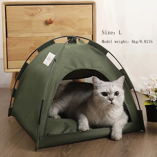 Pet Tent Bed Removable Cat Sofa Basket Canvas Semi-enclosed Cat House Dog Cave Hut Cat Sleeping Bed for Room Decor Pet Supplies
