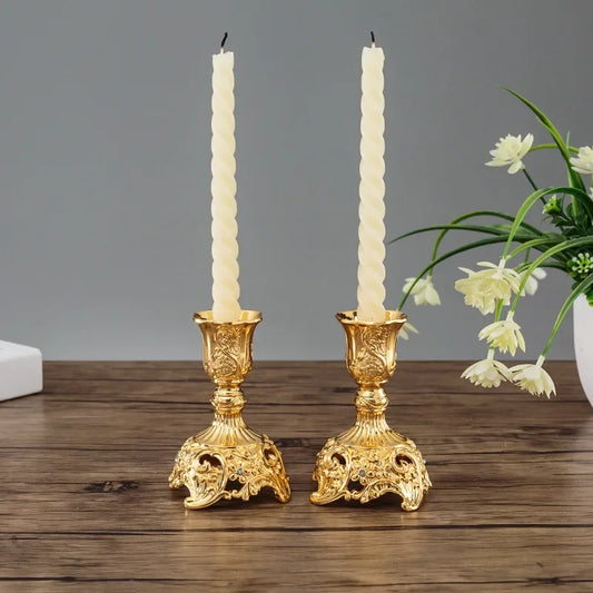 פמוטים לנרות שבת Candle Holder Candlesticks For Candles Gold Silver Europe Metal Candle Stand Wedding Home Decoration