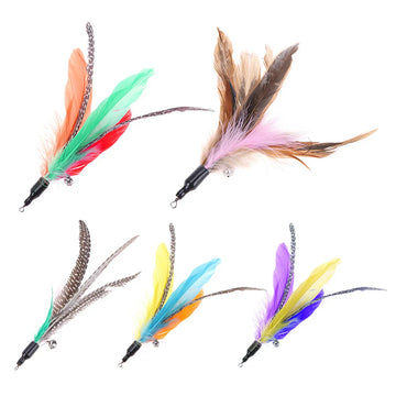 5pcs Interactive Funny Cat Stick Colorful Feather Cat Game Wand Exquisite Portable Creative Novelty Replacement Pet Cat Supplies