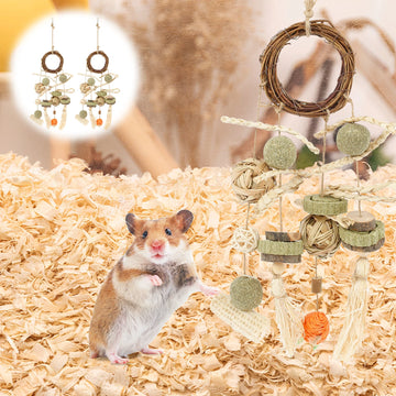 2Pcs Wood Hamster Chew Toys Rabbit toys Small animals Teeth grinding toys Cage Hanging Chew Toy guinea pigs Hamster supplies
