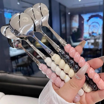 304 stainless steel Girl Pearl five-color imitation ceramic handle stainless steel spoon