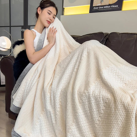 Autumn Winter Warm Double Layer Fleece Blankets for Bed Grade A Skin-friendly Soft Throws Blanket Soft Bedroom Double Bedspread