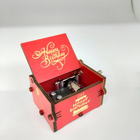 UV Painting Music Box Diy Birthday Gifts For Girlfriend Happy Birthday To You Theme Wooden Hand Cranked Music Box Girl Home