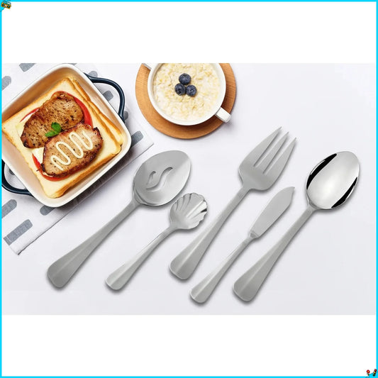 45-piece stainless steel cutlery set with wooden tray organizer, serves 8 adults and is built for long-lasting performance