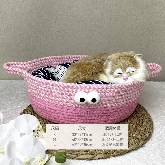 Woven Cat Nest Pet Nest Four Seasons Universal Scratch resistant Bite washable Summer Cool Nest Cat Bed