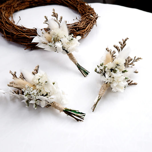 Boho Dried Flower Bouquet Mini Wedding Handmade Dry Flowers Decor for Vase Crafts DIY Photo Boutonniere for Men Floral Plant