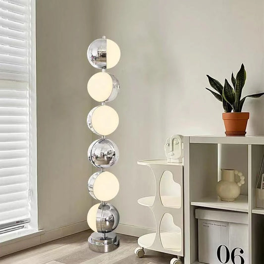 Simple and modern art LED floor lamp for living room stainless steel creative atmosphere round ball bedroom rotating desk lamp
