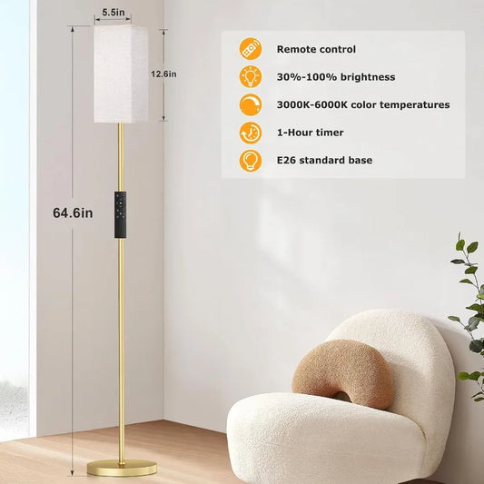 Remote Control Floor Lamp with Stepless Dimming Function 64 Inches Tall Includes 9W EnergyEfficient Bulb Elegant Standing Lamp