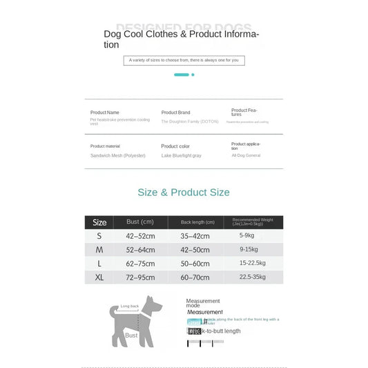 Pet Dog Clothes Breathable Vest Heatstroke Prevention and Cooling Summer Pet Harness Small and Medium-sized Dog Cool Clothes