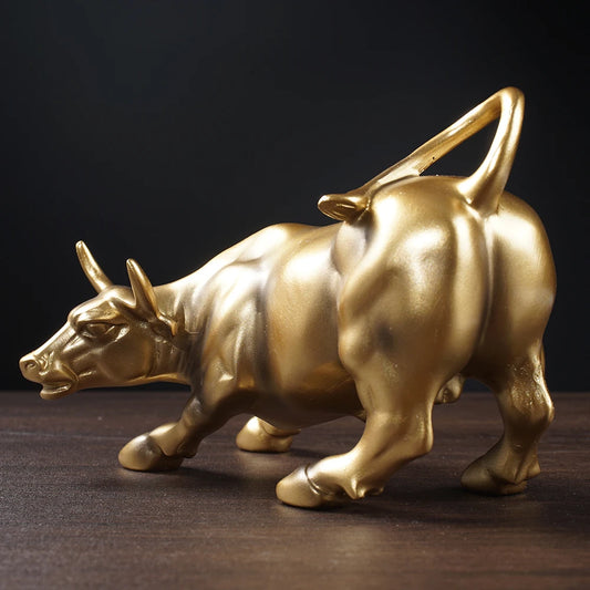 NORTHEUINS Resin Wall Street Bull Sculpture Model Collection Crafts Wealth Decoration Ornaments OX Animal Modern Art Decor Items