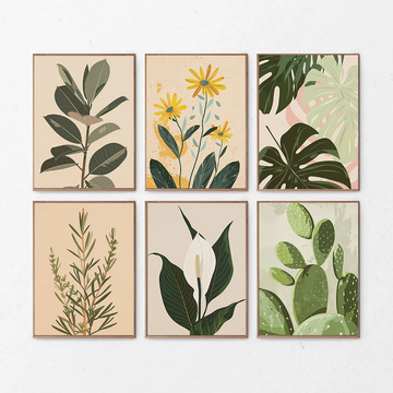 Minimalist Plant Poster Botanical Wall Art Print Canvas Painting Pictures Green Herb Illustration Home Living Room Kitchen Decor