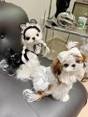 Dog Clothes Designer Spring and Summer Thin Cotton Halter Princess Lace Skirt Bow Tutu Wedding Dress Pet Dog Cat Dresses