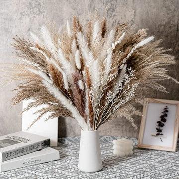 Bohemian Pampas Dried Flower Bundle, Perfect for Home, Wedding Decor & Seasonal Celebrations - Halloween/Winter/Christmas/Autumn