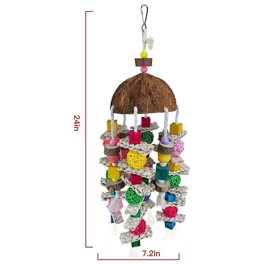 Large Parrot Nibbling Toy in Parrot Toys Coconut Shell Sichuan Pepper Wood Corn Vine Ball Bird Skewer Toy Bird Accessories