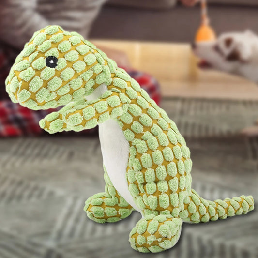Dino Sounding Interactive Dog Toy Unbreakable Stuffed Dinosaur Dog Toys for Aggressive Chewers