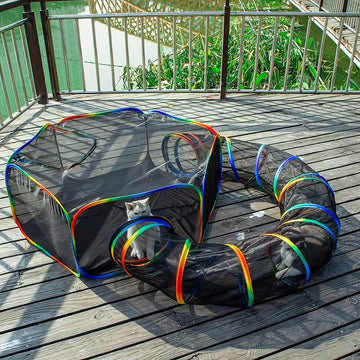 Outdoor Cat Cage Outdoor Portable Cat Tent with Storage Bag Outdoor Cat Fence Pet Fence Cat Tunnel Outdoor Playground