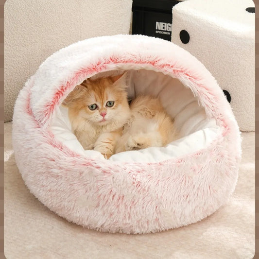 50CM Plush Pet Bed Soft Cat Bed Comfortable Cat Dog Sleeping Nest with Cover Round Pet Puppy Mattress Cat Dog Sleeping Nest