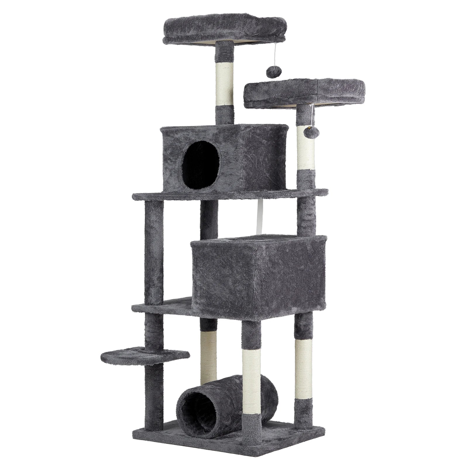 65 inch Cat Tree Cat Tower for Indoor Cats, Large Multi-Level Cat Play House Condo Furniture with Padded Platform Beds, Large