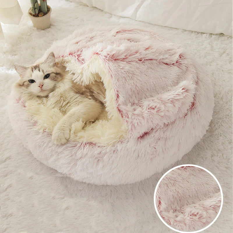 Warm And Comfortable Plush Cat Bed Round Pet House Cushion Cat House Warm Kitty Basket Dog Bed Sleep Bag Nest for Small Cat Bed