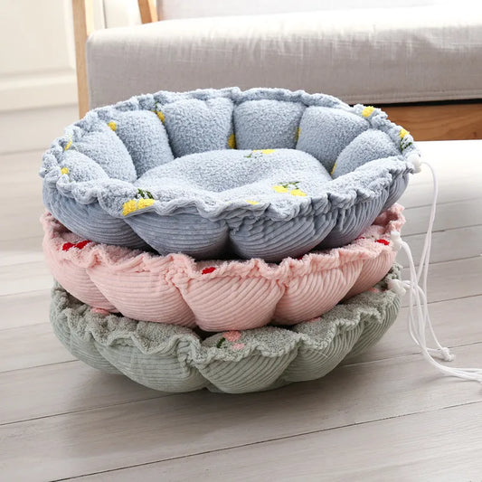 New Cloud Velvet Cat Nest Petal Nest Dual Purpose Adjustable Pumpkin Nest Warm Plush Pet Nest Cat Bed Dog Nest High Quality