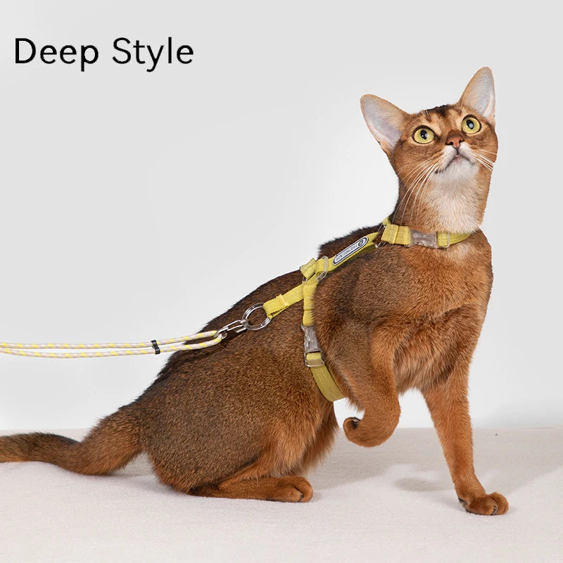 Cat Harness Adjustable I-shaped Design Cat Chest And Back Traction Rope Set Pet Outdoor Supplies Breathable Harness Vest