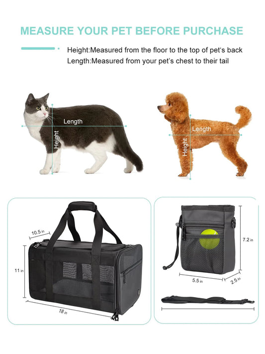 Dog Carrier Cat Carriers Airline Approved Pet Carrier for Small Medium Dogs Cats Puppies Collapsible Soft Sided Travel Puppy Car