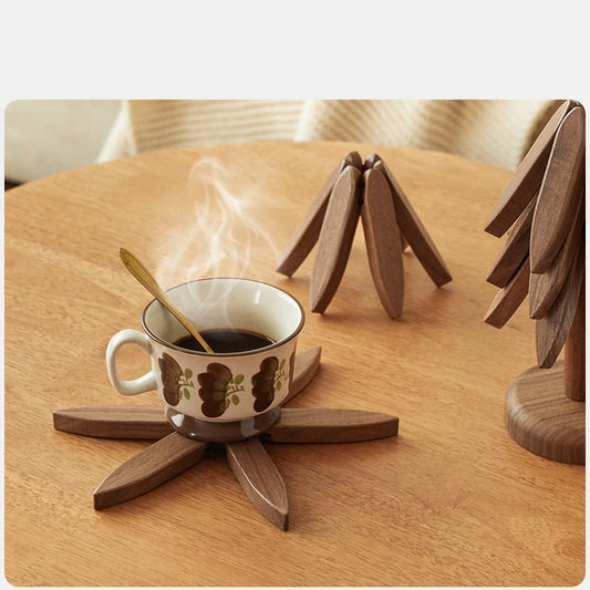 Walnut insulation mat Solid wood small tree coaster One tree anti-scalding placemat Log tea tray cute desktop decoration