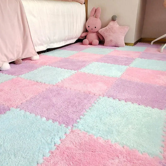 1-20pcs Soft Suede Carpet  Anti-slip and Shockproof Sports Fitness Mat EVA Foam Puzzle Warm Carpet Children's Room Baby Play Mat