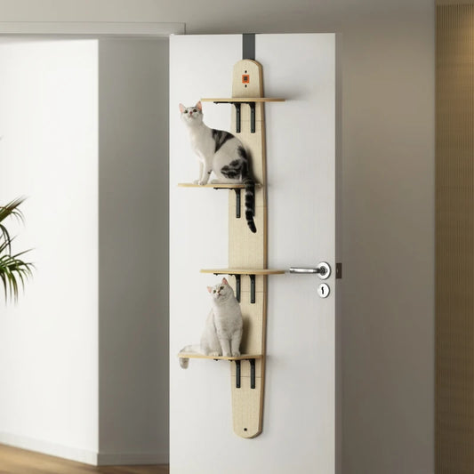 Mewoofun 4-Levels Door Hanging Cat Climber Door Mounted Vertical Cat Tree Tower with Carpeted Plank for Indoor Cats Door Mounted