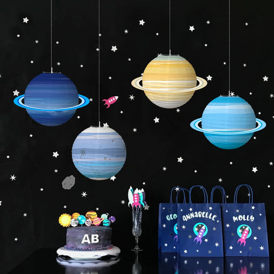 Eight Planets Foldable Starry Paper Lanterns Outer Space Planet Theme Happy Birthday Party Decor Kids Boy Planet Paper Lantern