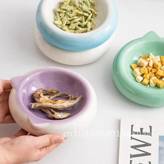 Cat Ear Ceramic Cat Bowl Color Pet Bowl Cat Dog Food Basin Anti-knock Drinking Bowl Dog Basin Cat Food Bowl