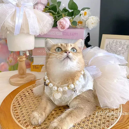 Princess Dog Wedding Dress Cat Tutu Skirt with D-ring Leash Hole  Dog Clothes for Small Dogs Chihuahua  Poodle