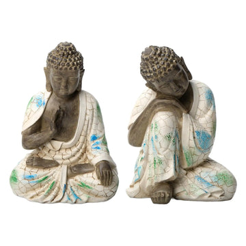 Buddha Statue Resin Small Feng Shui Decor Decorative Sculpture Desktop Ornament for Bookshelf Courtyard Patio Porch Office