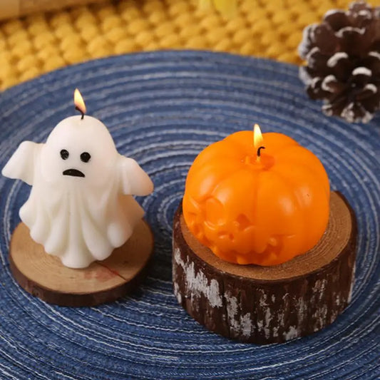 Pumpkin Candles Cute Halloween Decor Ghost Halloween Candle Halloween Ghost Decorations Ghost Candle Halloween Pumpkin Decor For