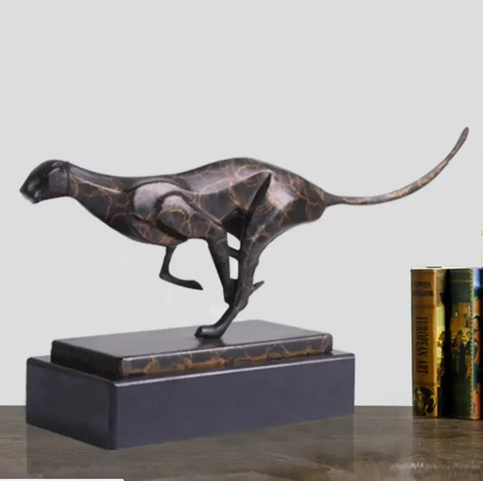 MGT-Leopard Bronze Figurines, Animal Sculpture, Modern Metal Statue, Artificial Craft, Office and Home Decoration Accessories