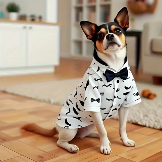 Puppy Clothes Summer Pomeranian French Bulldog Pet Clothes Gentleman Happy Puppy Cat Pet Shirt Pet Puppy Kitten Male Clothes
