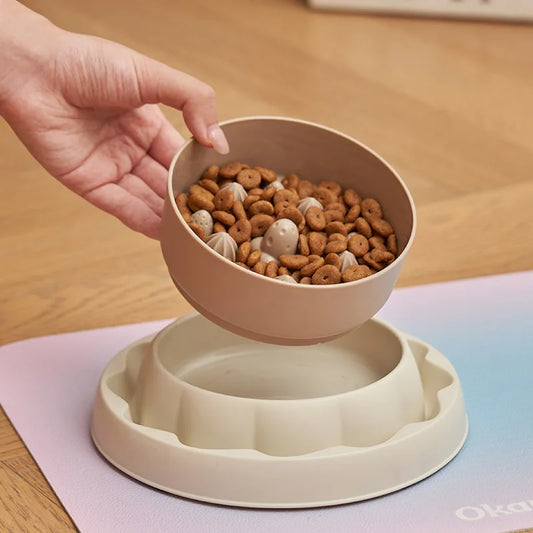 304 Stainless Steel Slow Feeder Bowl - Heavy Duty Anti-Tip Base, Anti-Choke Maze & Ant-Proof Design for Cats/Small Dogs