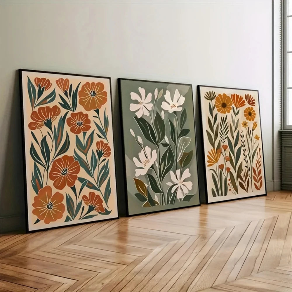 Bohemian Abstract Floral Canvas Printing Spring Wildflower Plant Wall Art Posters for Modern Living Room Bedroom Home Decor