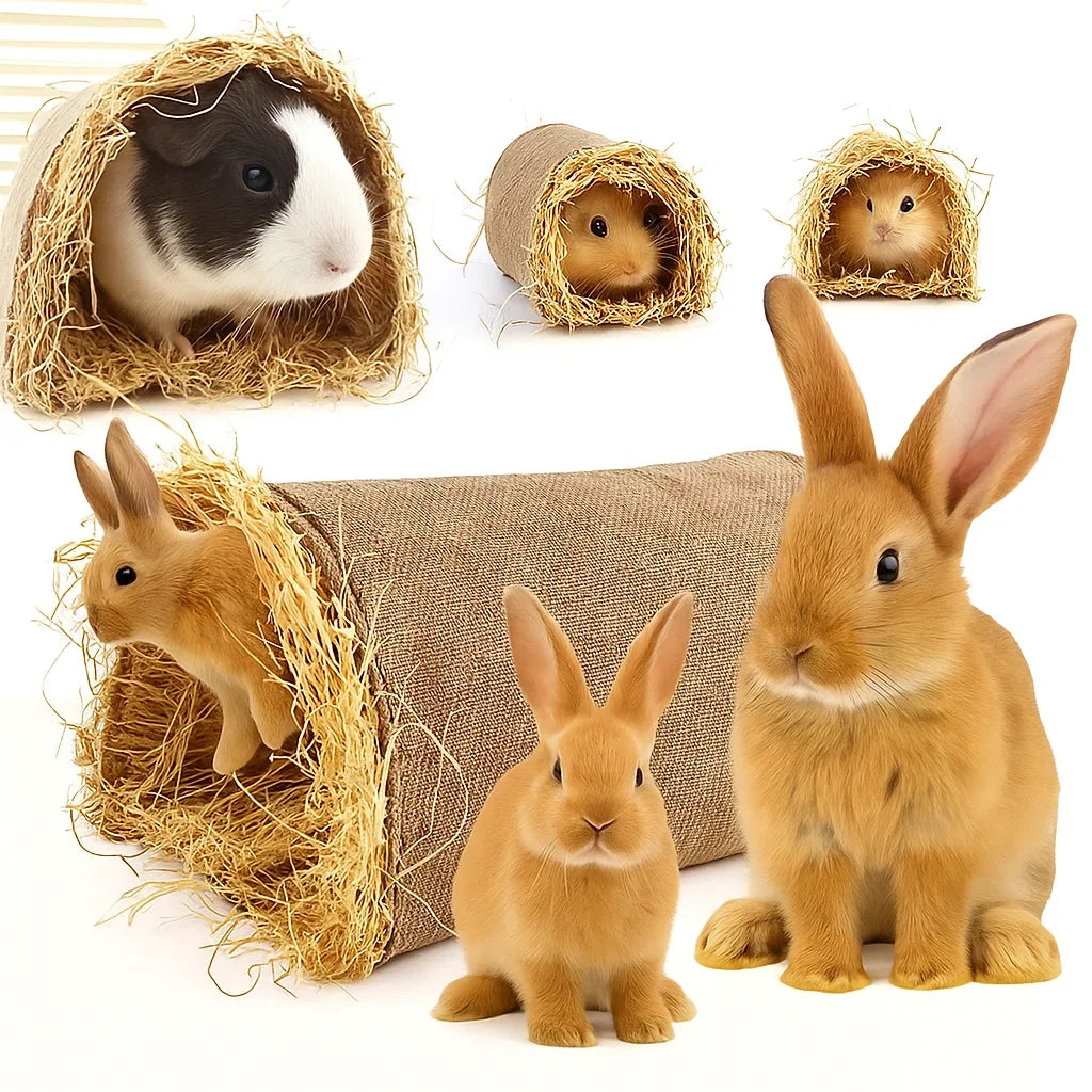 Summer Rabbit Cool Nest Straw Tunnel Toy Pet Cool Arch Bed Also Suitable for Small Pets Such As Guinea Pigs and Hamsters
