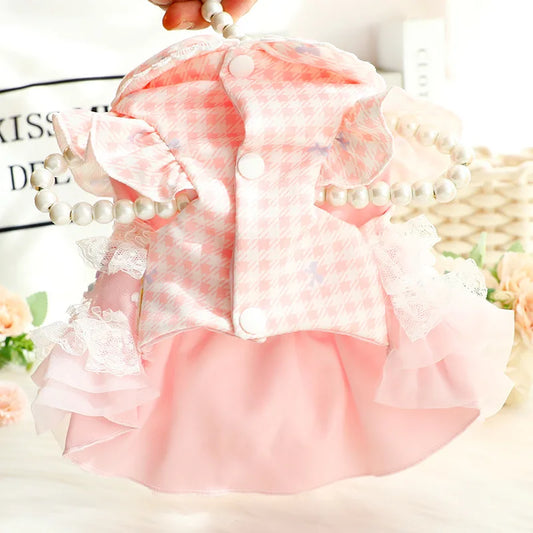 Spring/Summer Thin Pet Outfits  Dog Clothes  Cat Princess Dresses for Small Teddy Dogs Harness Dresses for Small Teddy Dogs