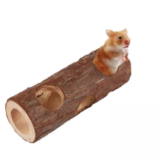 Hamster Natural Wooden Tunnels Tubes Bite-resistant Hideout Tunnel Molar Toy For Indoor Cats Dogs Accessories