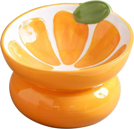2/1pcs Ceramic Raised Cat Bowl, Elevated Cat Food Bowl for Indoor Cats, Anti Vomiting &Protect Pet's Spine, Cute Tilted Cat Dish