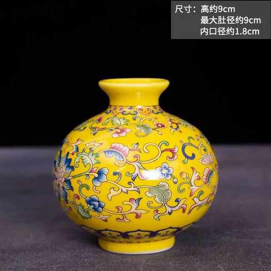 Ceramic Flower Receptacle Dried Flower Small Vase Pottery Home Decorations Ornament Vintage Ethnic Pollen Colored Porcelain