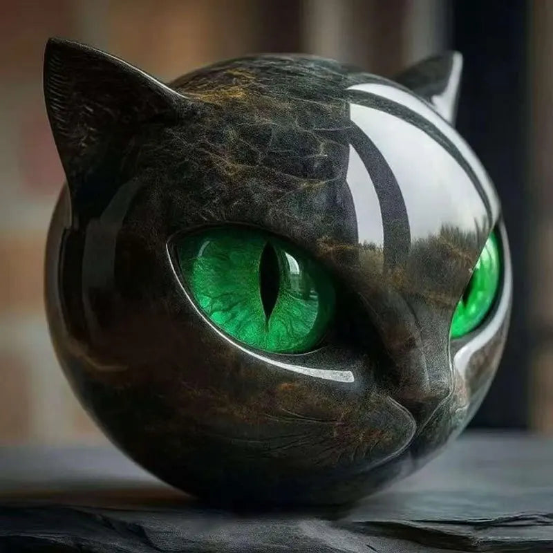 Luxury Black Cat Stone Resin Sculpture Elegant Home Decoration and Gifted Artworks Unique Exquisite Office Decor