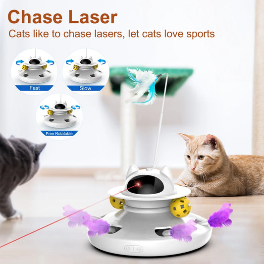 4 In 1 Smart Teasing  Cat Toys Automatic Feather Fun Ball Toy Set for Cats Dog Laser Electronic Interactive Pet Toy Accessories