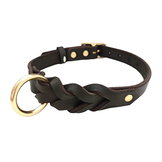 Soft Real Leather Dog Collar Adjustable Genuine Leather Braided Dog Collar for Big Dogs French Bulldog Pit-bull Pet Accessories