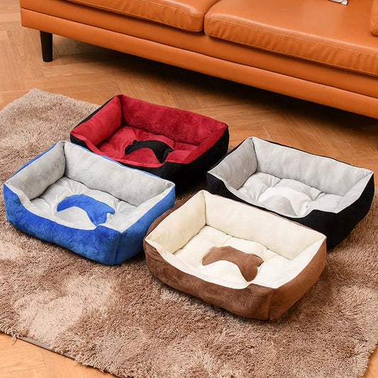 Large Dog Bed Warm House, Candy Color Square Pet Nest Kennel for S/M/L/XL Dogs Cats Puppy, Cozy Basket