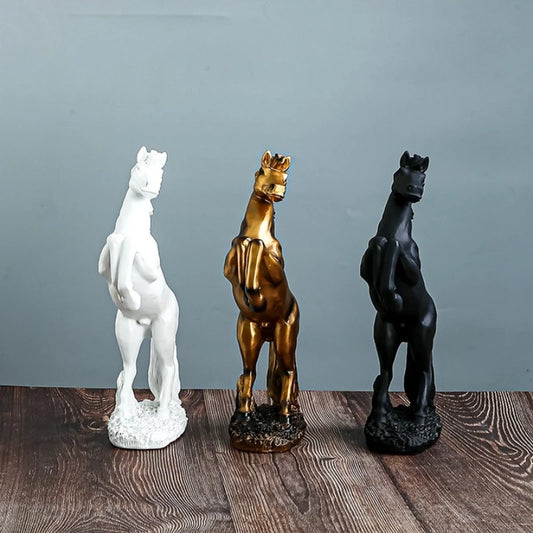 Realistic Resin Horse Statues Cage Man DIY Home Decor Office Desktop Animal Sculptures White Horse Living Room Decorations