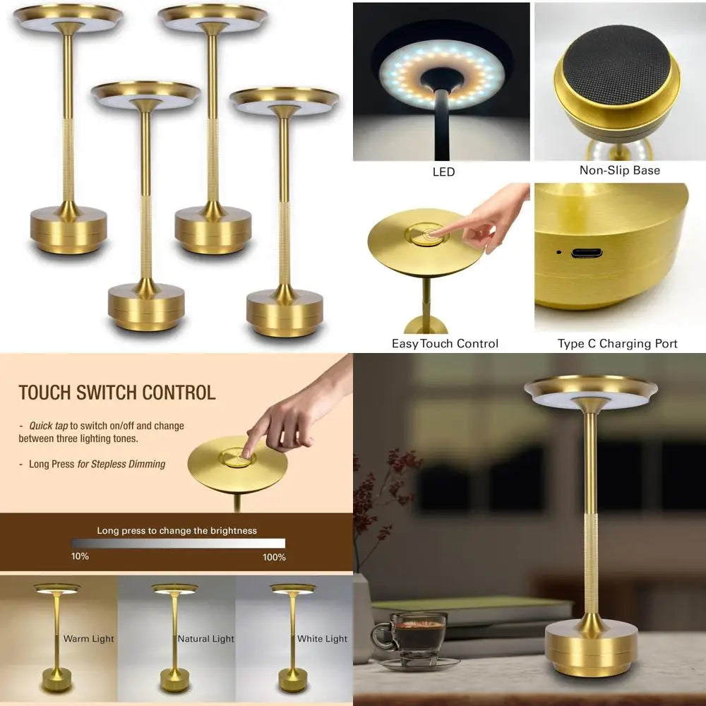 Rechargeable LED Table Lamps with Portable Battery Operation, Stepless Dimming and Memory Function for Outdoor and Indoor Use