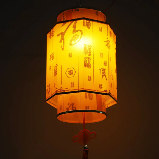 Chinese Red Lantern Chandelier Manual Material Outdoor Waterproof Sunscreen Printed Antique Sheepskin Festival Decor Lantern